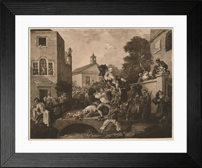 Framed Print : Chairing the Members, Plate IV from The Humours of an Election, 1757. Artist: William Hogarth