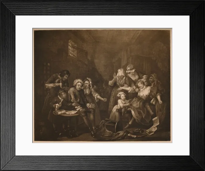 Framed Print : A Rakes Progress - 7: Fleet Prison, 1733. Artist: William Hogarth Framed Print : A Rakes Progress - 7: Fleet Prison, 1733. Artist: William Hogarth