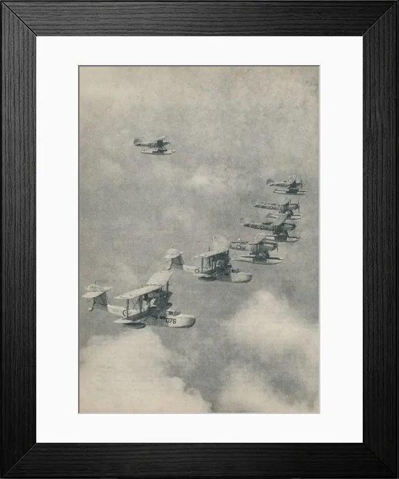 Framed Print : Flying boats and floatplanes from aircraft carriers of the Royal Navy, c1936 (c1937) Framed Print : Flying boats and floatplanes from aircraft carriers of the Royal Navy, c1936 (c1937)