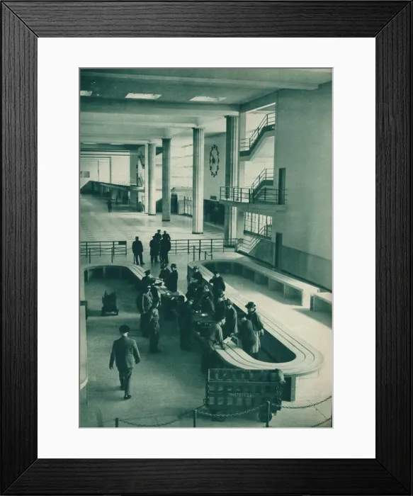 Framed Print : Customs officers examining passengers baggage at Le Bourget Airport, Paris, 1937 Framed Print : Customs officers examining passengers baggage at Le Bourget Airport, Paris, 1937