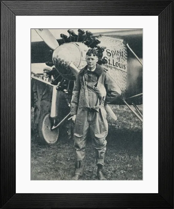 Framed Print : American aviator Charles Lindbergh and his plane, Spirit of St Louis, c1927 (c1937) Framed Print : American aviator Charles Lindbergh and his plane, Spirit of St Louis, c1927 (c1937)