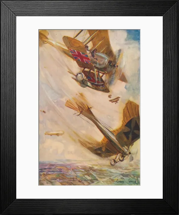 Framed Print : A British Biplane Bringing Down a German Taube, c1916 (1928). Artist: Cyrus Cuneo Framed Print : A British Biplane Bringing Down a German Taube, c1916 (1928). Artist: Cyrus Cuneo