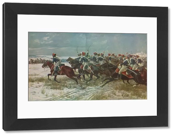 The Charge of the 10th Hussars at Benevente (Corunna Campaign), 1809, c1915 (1928). Artist: William Barnes Wollen