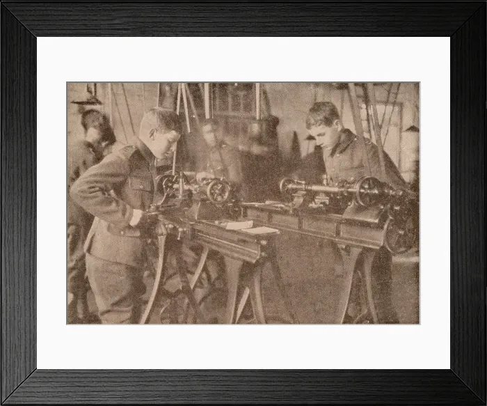 Framed Print : Boys of Bradfield College making shell parts, Berkshire, c1916 (1928) Framed Print : Boys of Bradfield College making shell parts, Berkshire, c1916 (1928)