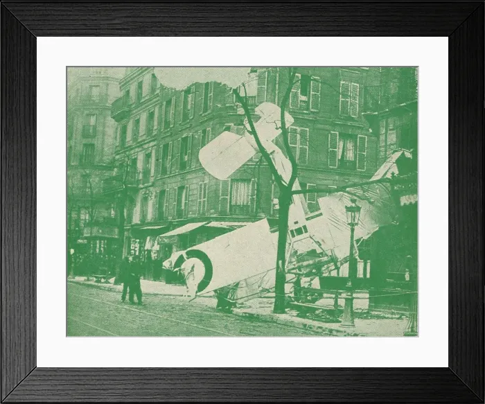 Framed Print : A French aeroplane descends in a Paris street, c1917 (1919) Framed Print : A French aeroplane descends in a Paris street, c1917 (1919)