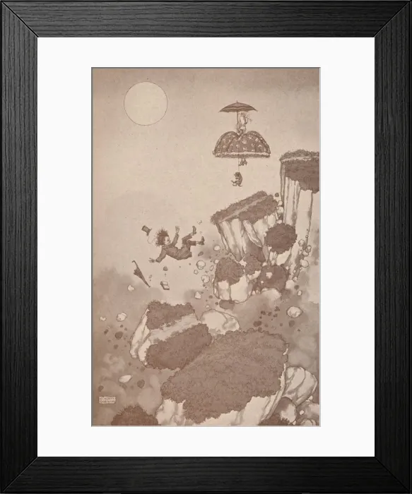 Framed Print : How the inventor of the aeroplane first got the idea during a landslip, c1918 (1919). Artist: W Heath Robinson Framed Print : How the inventor of the aeroplane first got the idea during a landslip, c1918 (1919). Artist: W Heath Robinson