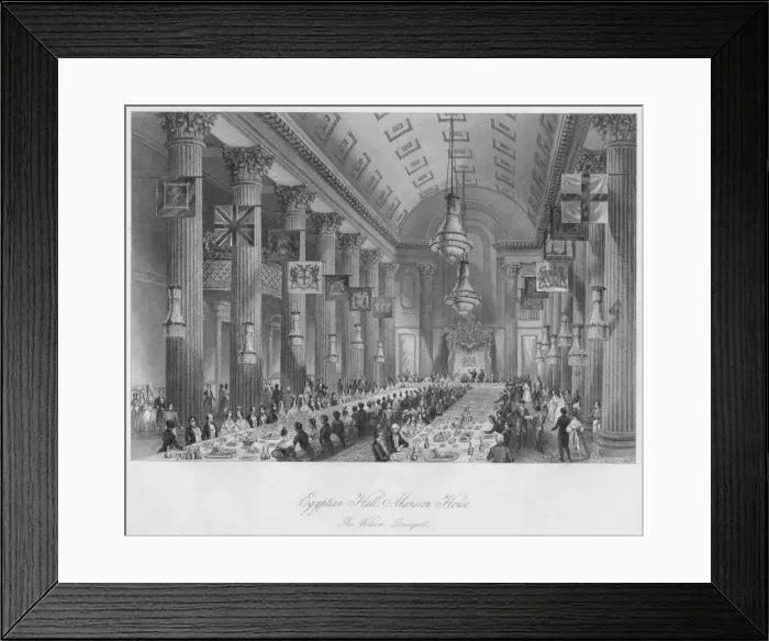 Framed Print : Egyptian Hall, Mansion House: The Wilson Banquet, c1841. Artist: Henry Melville Framed Print : Egyptian Hall, Mansion House: The Wilson Banquet, c1841. Artist: Henry Melville