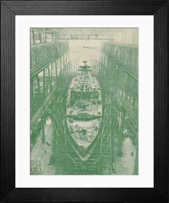 Framed Print : A light cruiser under construction, c1917 (1919) Framed Print : A light cruiser under construction, c1917 (1919)