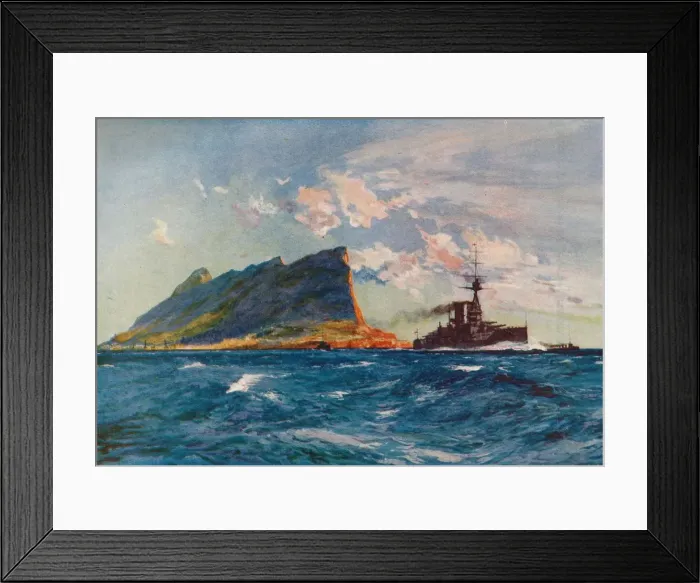Framed Print : The Queen Elizabeth off Gibraltar, c1918 (1919). Artist: Charles Dixon Framed Print : The Queen Elizabeth off Gibraltar, c1918 (1919). Artist: Charles Dixon