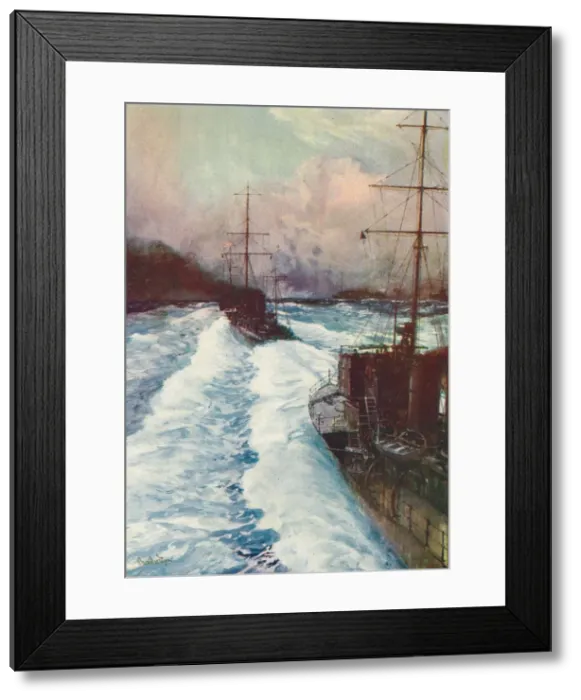 Framed Print : The Hornets of the Seas. Destroyers at Speed, c1917 (1919). Artist: Charles Dixon Framed Print : The Hornets of the Seas. Destroyers at Speed, c1917 (1919). Artist: Charles Dixon