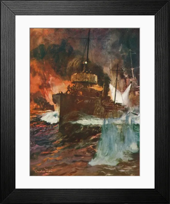 Framed Print : A Night Attack. Torpedo-Boats at Work, c1918 (1919) Artist: Charles Dixon Framed Print : A Night Attack. Torpedo-Boats at Work, c1918 (1919) Artist: Charles Dixon