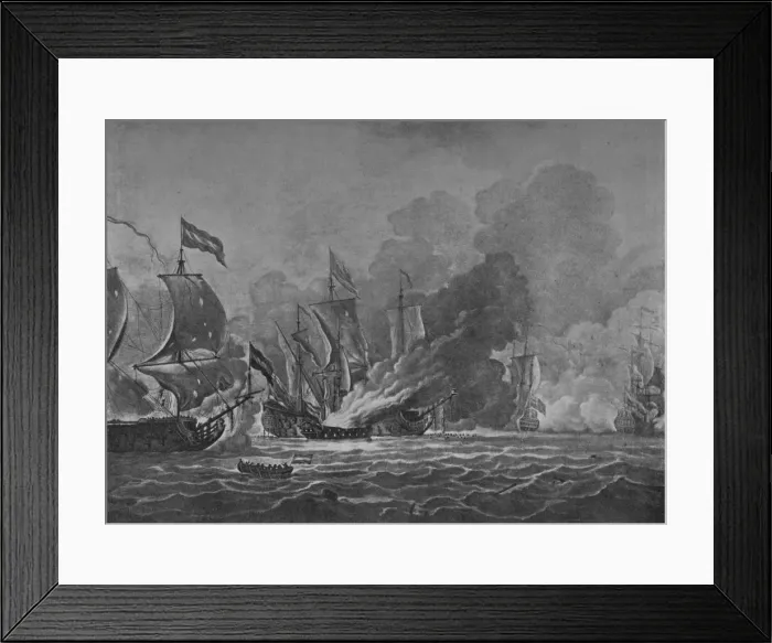 Framed Print : The Burning of the Royal James, c1700. Artist: Willem van de Velde the Younger Framed Print : The Burning of the Royal James, c1700. Artist: Willem van de Velde the Younger