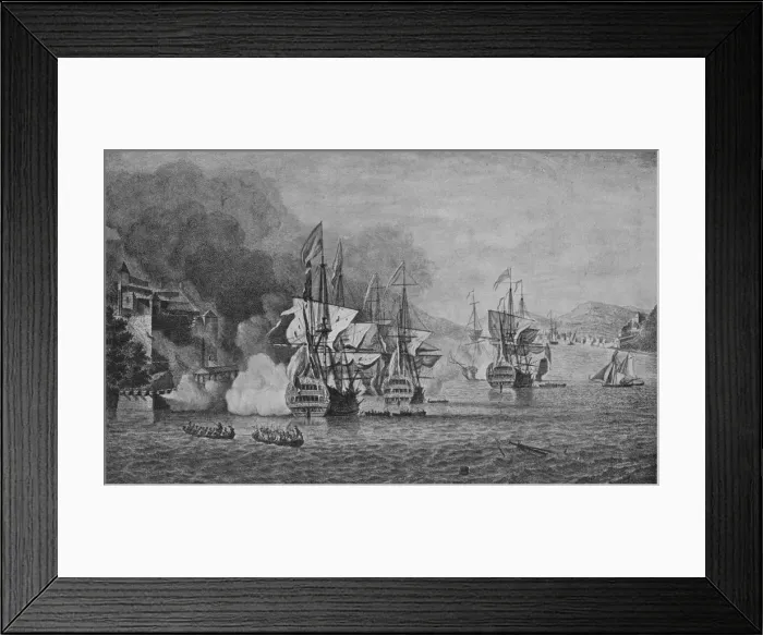 Framed Print : Vernon at Portobello, c1740. Artist: Samuel Scott Framed Print : Vernon at Portobello, c1740. Artist: Samuel Scott