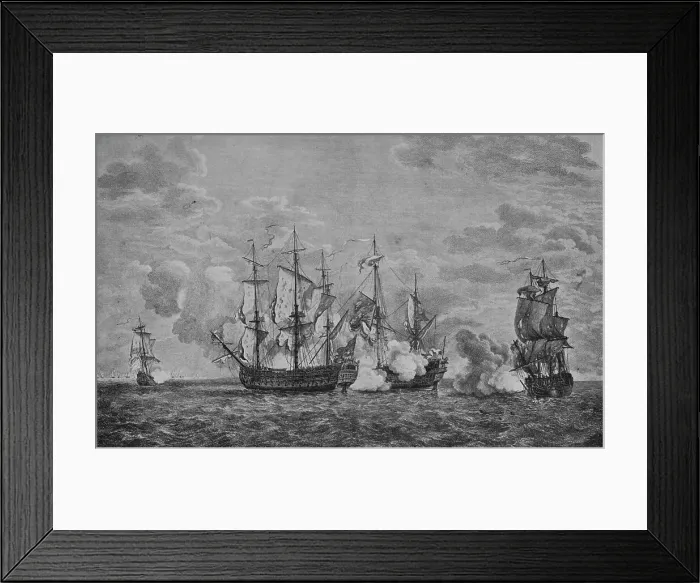 Framed Print : The Buckingham and the Florissant, c1760. Artist: Richard Paton Framed Print : The Buckingham and the Florissant, c1760. Artist: Richard Paton