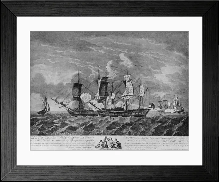 Framed Print : The Flora and the Nymphe, c1781. Artist: Robert Dodd Framed Print : The Flora and the Nymphe, c1781. Artist: Robert Dodd