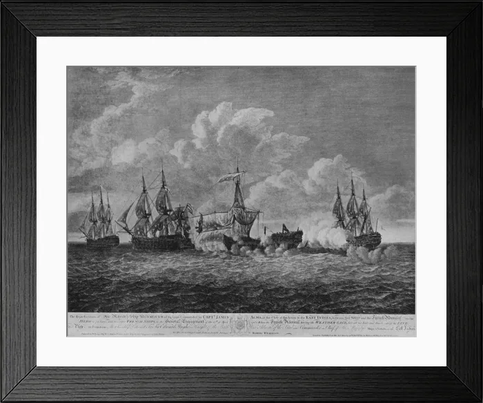 Framed Print : Battle of Providien, c1786. Artist: Dominic Serres Framed Print : Battle of Providien, c1786. Artist: Dominic Serres