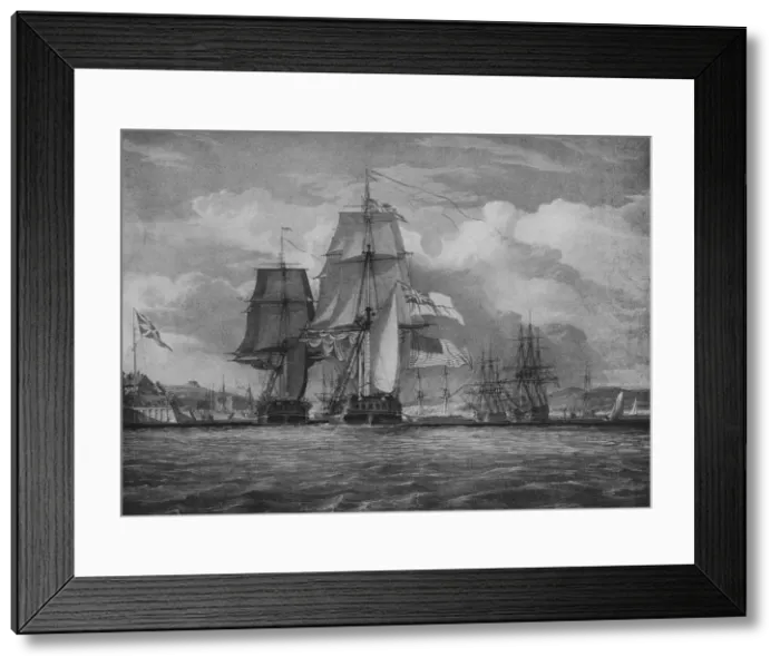 Framed Print : The Shannon and the Chesapeake, c1814. Artist: John Christian Schetky Framed Print : The Shannon and the Chesapeake, c1814. Artist: John Christian Schetky