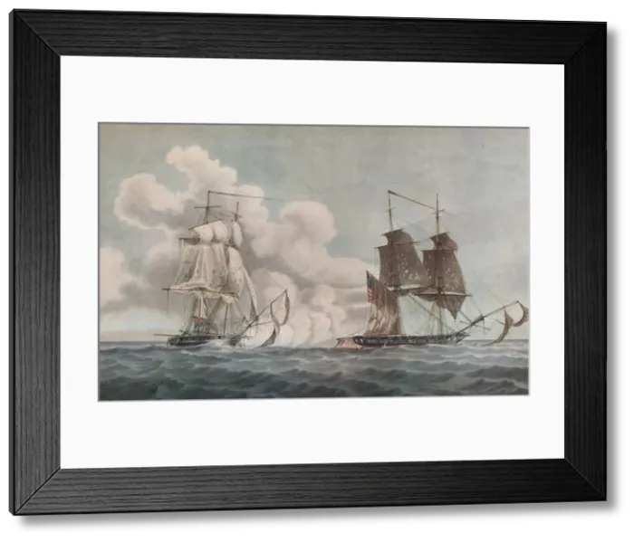 Framed Print : Packet Boat and Privateer, c1819. Artist: Nicholas Pocock Framed Print : Packet Boat and Privateer, c1819. Artist: Nicholas Pocock