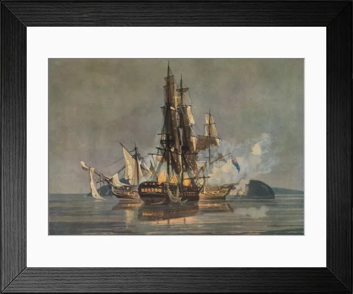 Framed Print : The Last Franco-British Frigate Action, c1815. Artist: Nicholas Pocock Framed Print : The Last Franco-British Frigate Action, c1815. Artist: Nicholas Pocock