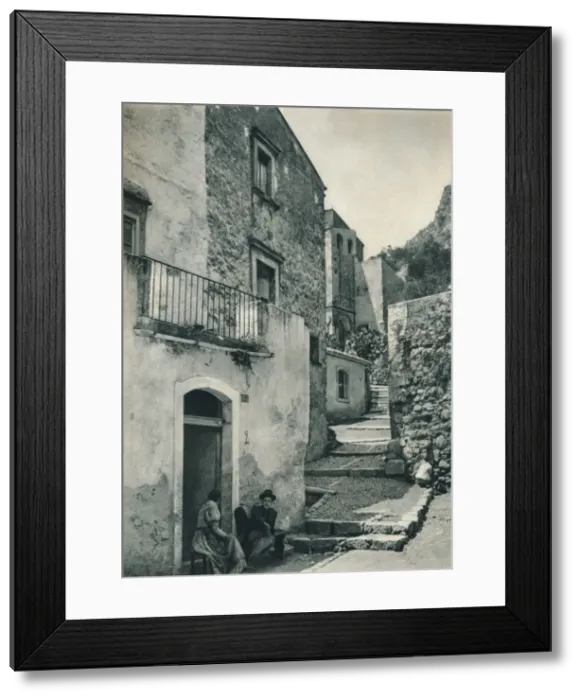 Framed Print : Street in Taormina, Sicily, Italy, 1927. Artist: Eugen Poppel Framed Print : Street in Taormina, Sicily, Italy, 1927. Artist: Eugen Poppel