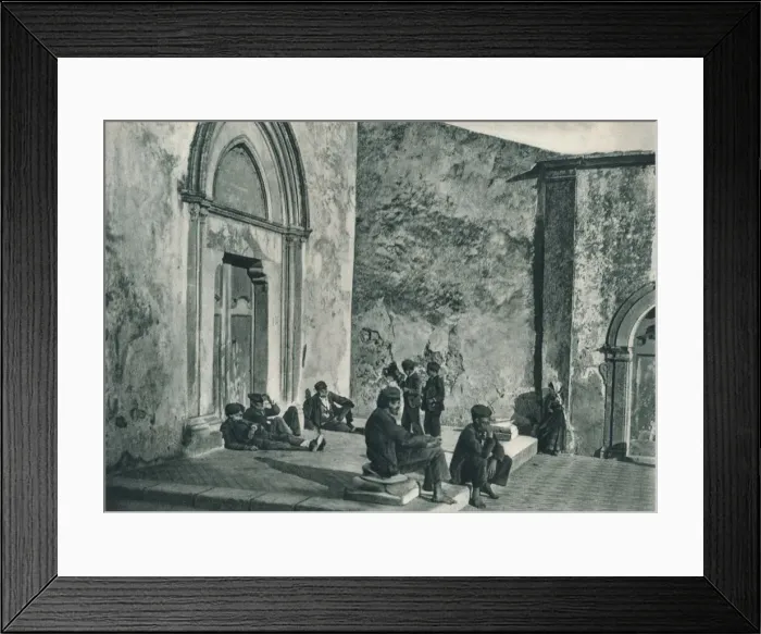 Framed Print : Resting outside a church, Taormina, Sicily, Italy, 1927. Artist: Eugen Poppel Framed Print : Resting outside a church, Taormina, Sicily, Italy, 1927. Artist: Eugen Poppel