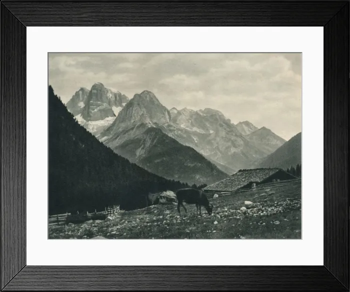 Framed Print : View of the Brenta Group with alpine pasture, Madonna di Campiglio, Dolomites, Italy, 1927. Artist: Eugen Poppel Framed Print : View of the Brenta Group with alpine pasture, Madonna di Campiglio, Dolomites, Italy, 1927. Artist: Eugen Poppel