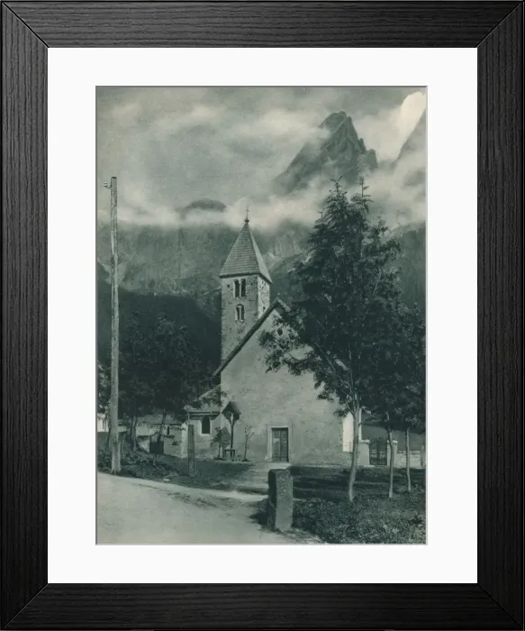 Framed Print : Chapel and Pala Group, San Martino di Castrozza, Dolomites, Italy, 1927. Artist: Eugen Poppel Framed Print : Chapel and Pala Group, San Martino di Castrozza, Dolomites, Italy, 1927. Artist: Eugen Poppel