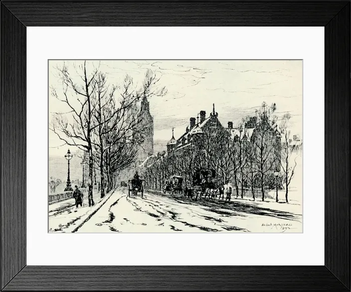 Framed Print : The Embankment, Westminster, c1892, (1894). Artist: Herbert Menzies Marshall Framed Print : The Embankment, Westminster, c1892, (1894). Artist: Herbert Menzies Marshall