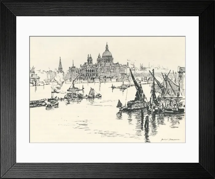 Framed Print : From Waterloo Bridge, 1873, (1894). Artist: Herbert Menzies Marshall Framed Print : From Waterloo Bridge, 1873, (1894). Artist: Herbert Menzies Marshall