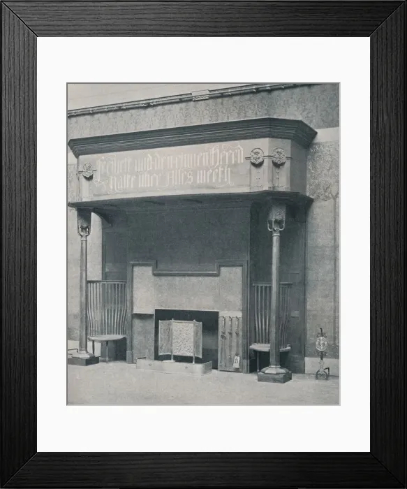 Framed Print : Fireplace designed by C. Harrison Townsend with carving designed and executed by George Frampton, Artists: George Frampton, Charles Harrison Townsend Framed Print : Fireplace designed by C. Harrison Townsend with carving designed and executed by George Frampton, Artists: George Frampton, Charles Harrison Townsend