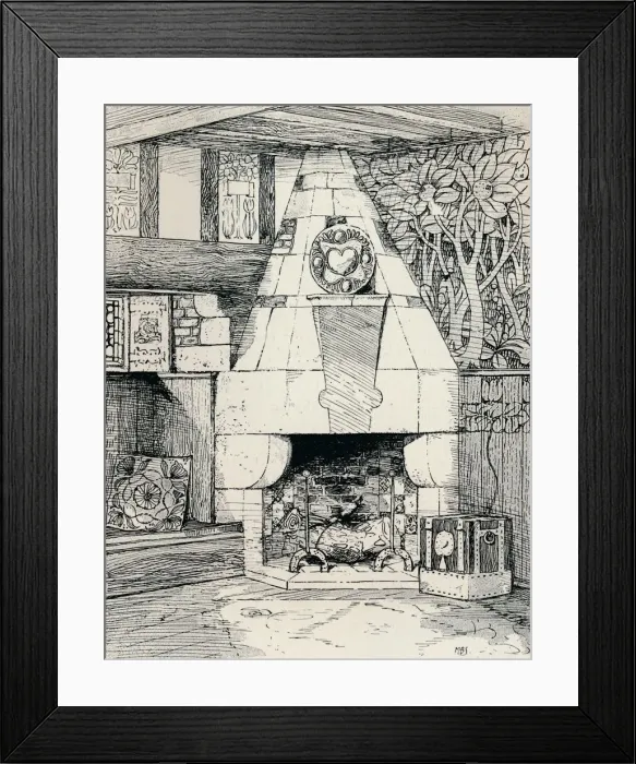 Framed Print : A Corner Fireplace, c1895, (1896). Artist: Mackay Hugh Baillie Scott Framed Print : A Corner Fireplace, c1895, (1896). Artist: Mackay Hugh Baillie Scott