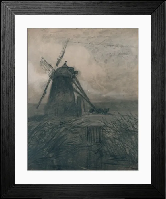 Framed Print : A Marsh Mill, c1840. Artist: Thomas Lound Framed Print : A Marsh Mill, c1840. Artist: Thomas Lound