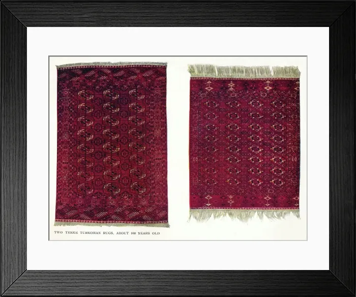 Framed Print : Two Tekke Turkoman rugs, c1800