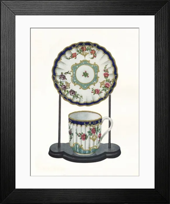 Framed Print : Worcester cup and saucer, c1770 Framed Print : Worcester cup and saucer, c1770