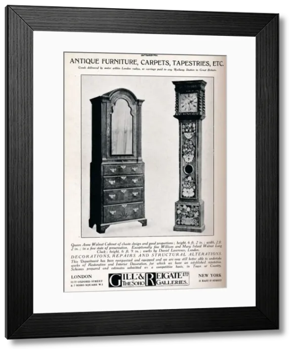 Framed Print : Antique furniture, carpets, tapestries etc, 1921 Framed Print : Antique furniture, carpets, tapestries etc, 1921