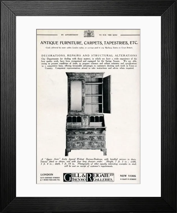 Framed Print : Antique furniture, carpets, tapestries etc, 1921 Framed Print : Antique furniture, carpets, tapestries etc, 1921