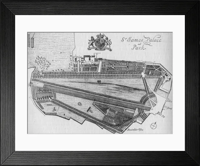 Framed Print : Plan of St Jamess Palace and Park in the time of Charles II, c1700 (1878) Framed Print : Plan of St Jamess Palace and Park in the time of Charles II, c1700 (1878)