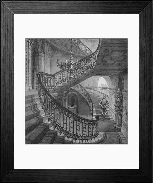 Framed Print : Grand staircase in Carlton House, Westminster, London, c1820 (1878) Framed Print : Grand staircase in Carlton House, Westminster, London, c1820 (1878)
