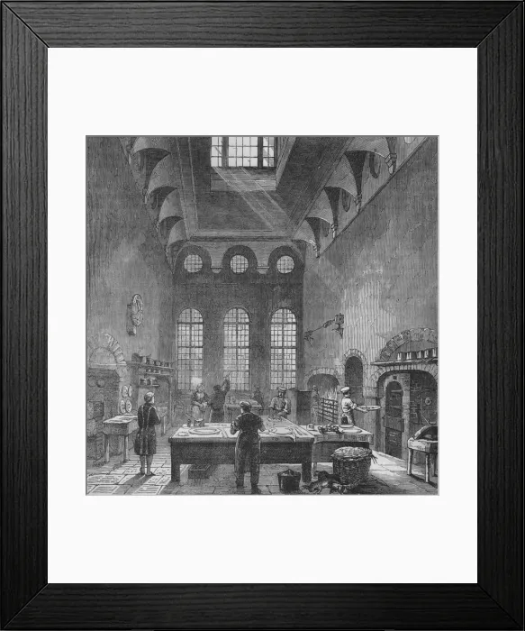 Framed Print : Kitchen of St Jamess Palace, Westminster, London, in the time of King George III, c1870 (1878) Framed Print : Kitchen of St Jamess Palace, Westminster, London, in the time of King George III, c1870 (1878)