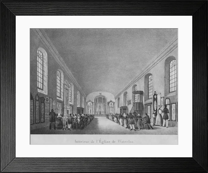 Framed Print : Interieur de l Eglise de Waterloo, c1830 Framed Print : Interieur de l Eglise de Waterloo, c1830