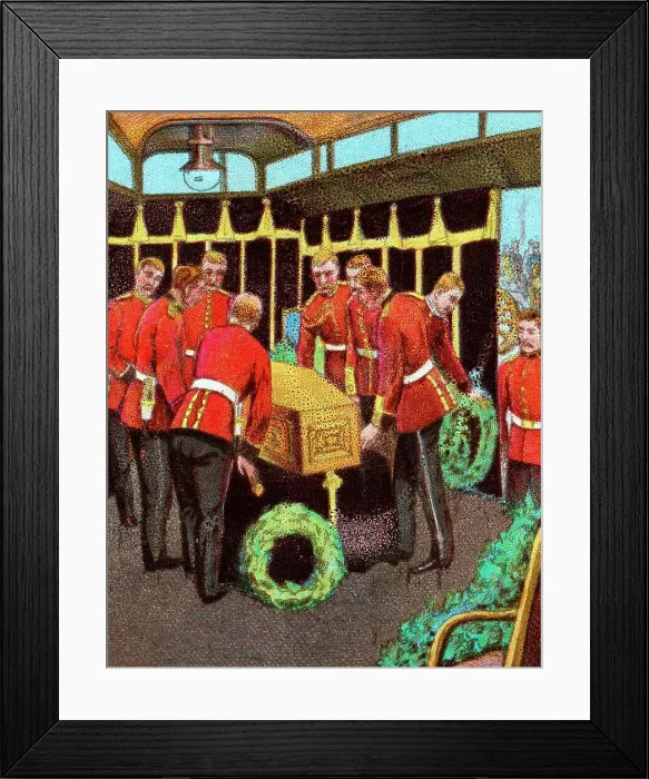 Framed Print : Queen Victorias Coffin aboard the Royal Train on its journey to her funeral from Gosport Station Framed Print : Queen Victorias Coffin aboard the Royal Train on its journey to her funeral from Gosport Station