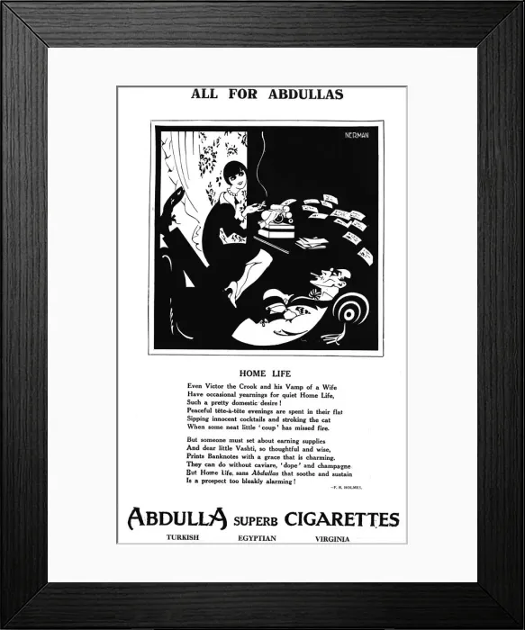 Framed Print : All for Abdullas - Home Life, 1927 Framed Print : All for Abdullas - Home Life, 1927