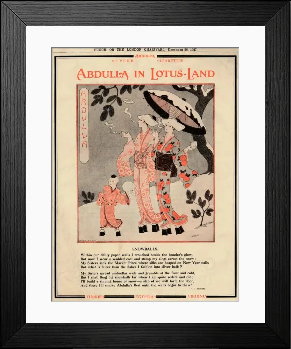 Framed Print : Abdullas in Lotus-Land - Snowballs, 1927 Framed Print : Abdullas in Lotus-Land - Snowballs, 1927