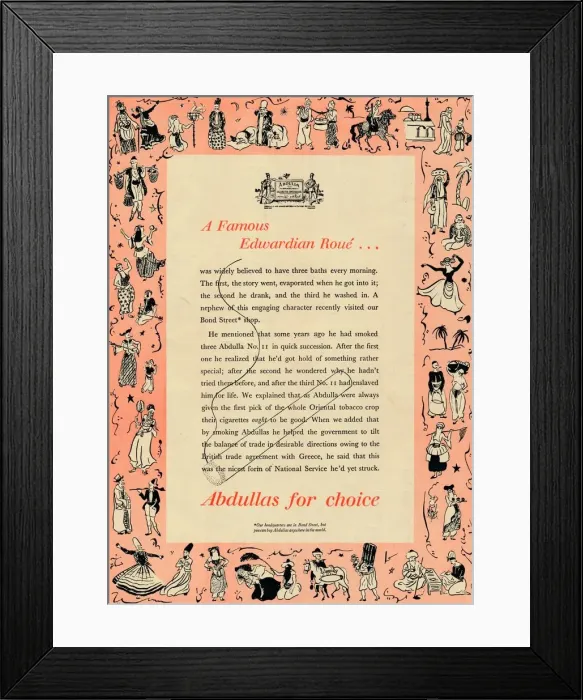 Framed Print : A Famous Edwardian Roue Abdullas for choice, 1939 Framed Print : A Famous Edwardian Roue Abdullas for choice, 1939
