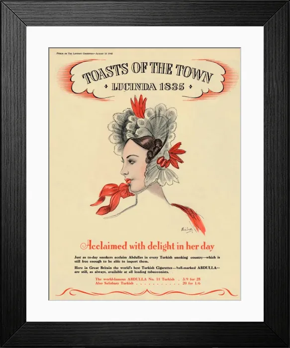 Framed Print : Acclaimed with delight in her day, Toasts of the Town - Lucinda 1835, 1940 Framed Print : Acclaimed with delight in her day, Toasts of the Town - Lucinda 1835, 1940