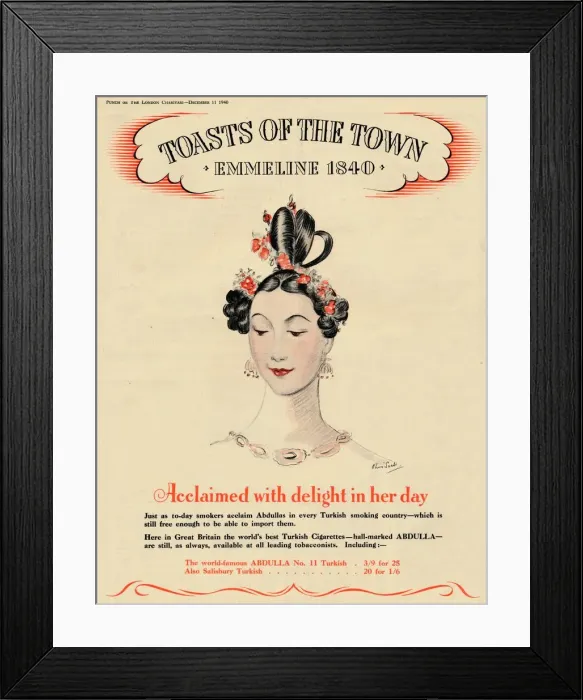 Framed Print : Acclaimed with delight in her day, Toasts of the Town - Emmeline 1840, 1940 Framed Print : Acclaimed with delight in her day, Toasts of the Town - Emmeline 1840, 1940