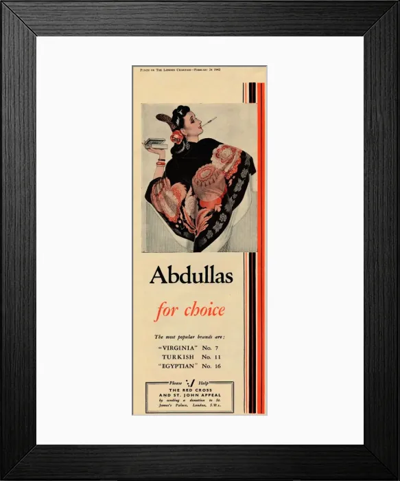 Framed Print : Abdullas for choice, 1943