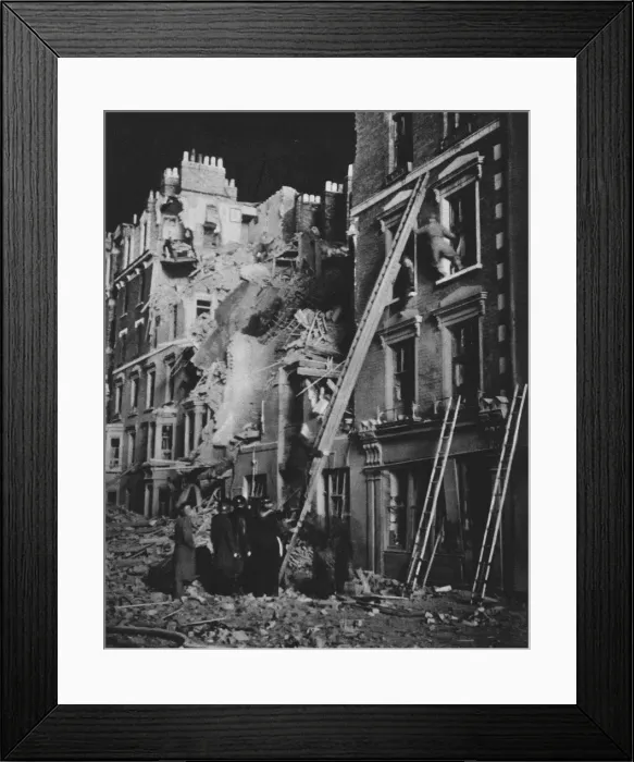 Framed Print : Through the long night the rescue men at work, searching, helping to safety, 1941 (1942) Framed Print : Through the long night the rescue men at work, searching, helping to safety, 1941 (1942)