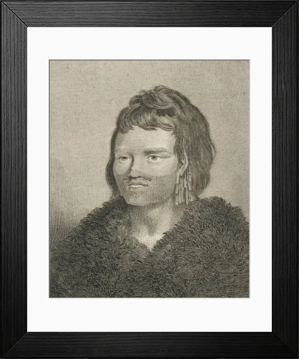 Framed Print : A Native of Sandwich Sound, 1784. Artist: James Heath Framed Print : A Native of Sandwich Sound, 1784. Artist: James Heath