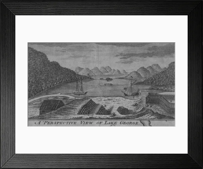 Framed Print : A Perspective View of Lake George, c18th century Framed Print : A Perspective View of Lake George, c18th century
